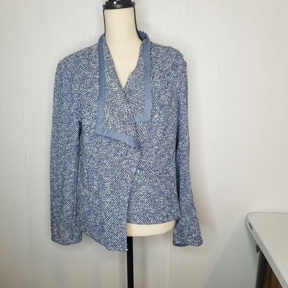 TALBOTS  Women's BLUE & WHITE TWEED JACKET Size Large - Picture 4 of 12